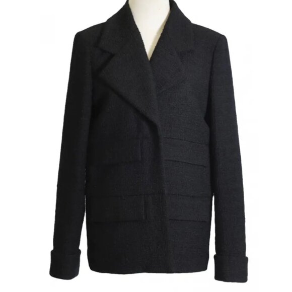Chanel Black Tweed Wool Jacket Size FR 40 - Picture 1 of 7